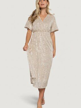 Baltic Born Mayfair Sequin Midi Dress | Champagne Size SS